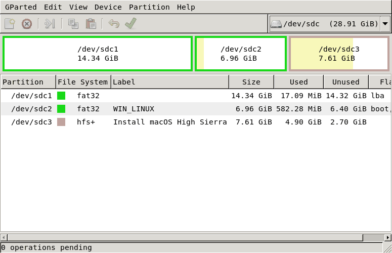 gparted part creation
